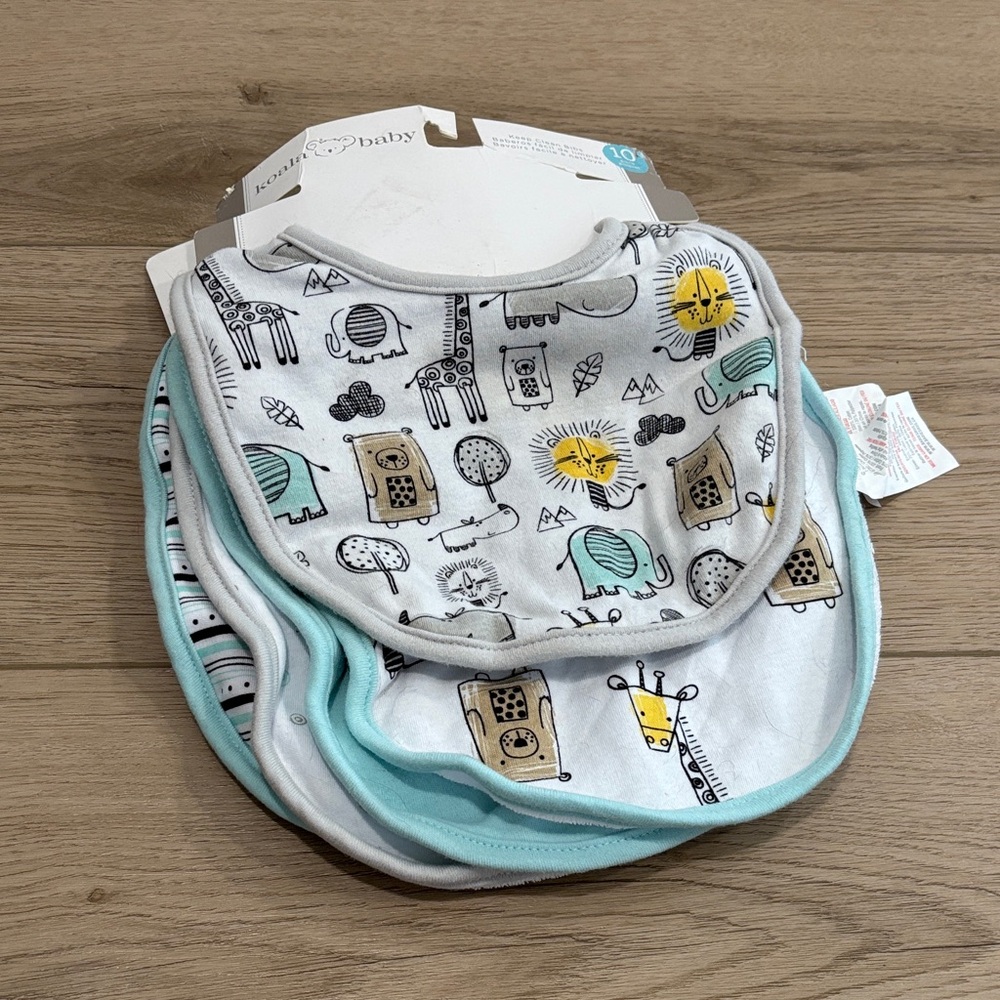 Koala Baby Bib Set of 7 bibs - gender neutral colors and patterns